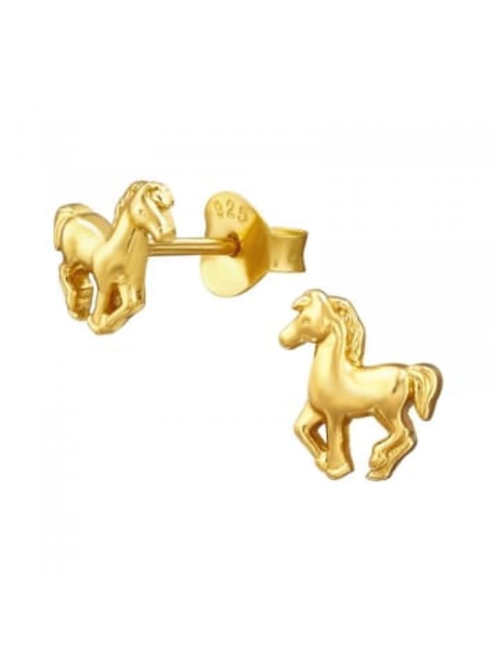 Ohrringe, Ohrstecker PFERD in Gold aus 925 Sterling Silber, 2-tlg.