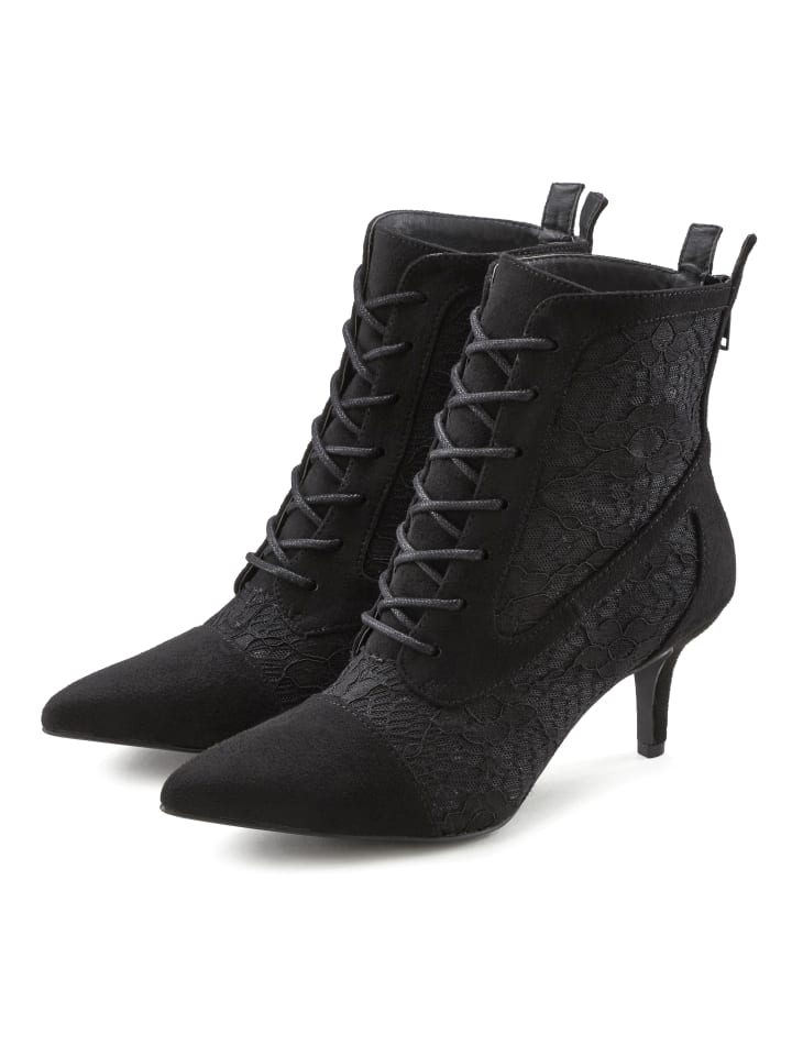 Schnürstiefelette in schwarz
