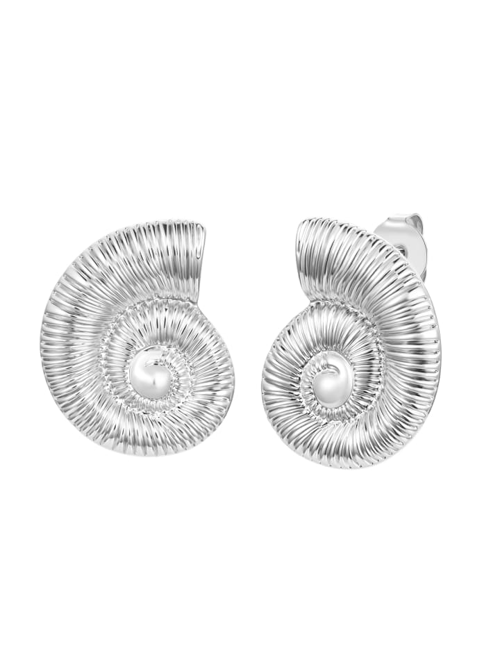 Ohrstecker Muschel aus Messing in silber