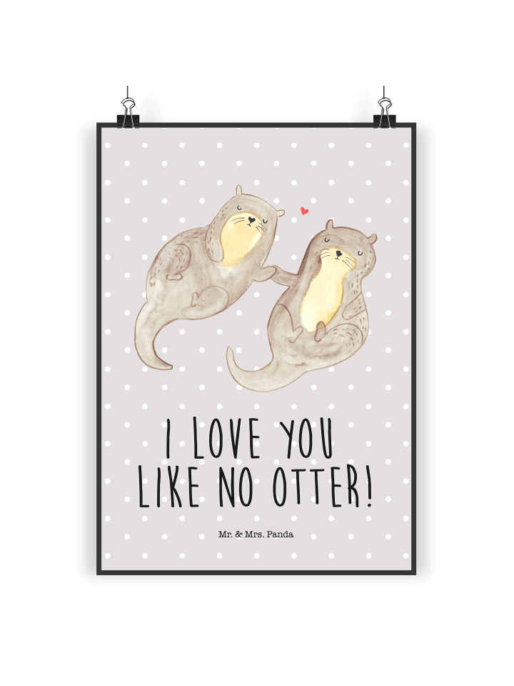 Print Otter Hände halten mit Spruch in Grau Pastell