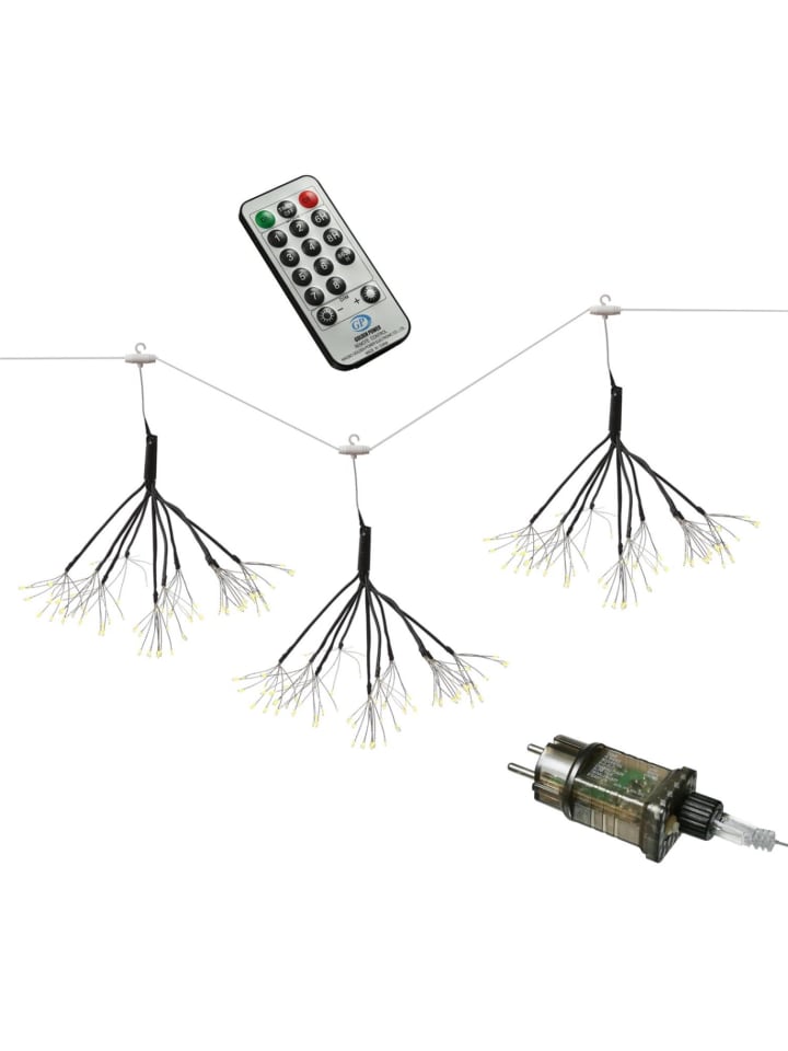 3x LED Feuerwerk Leuchtstern Firework Hängestern mit Fernb. In schwarz
