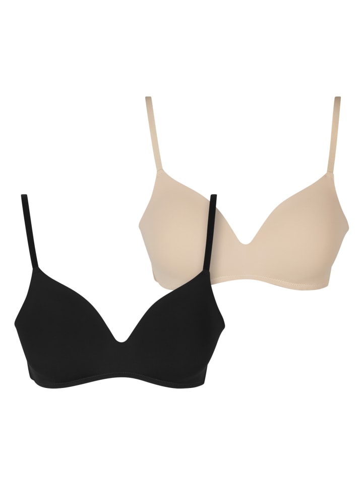 Padded Bra in black+nude
