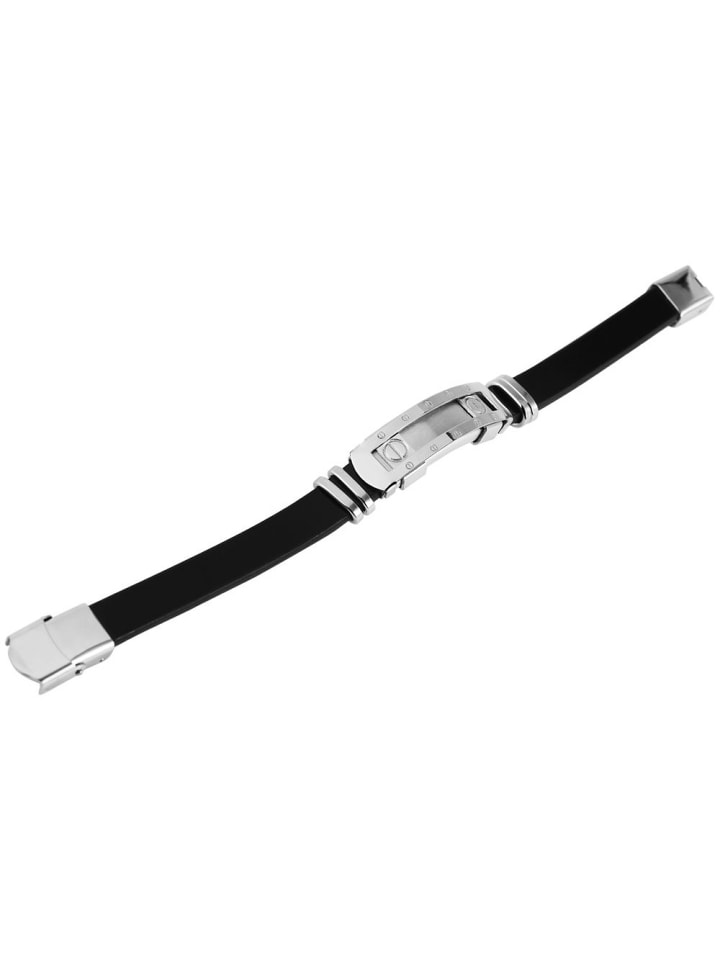 Herren Armband aus Leder 22 cm in schwarz