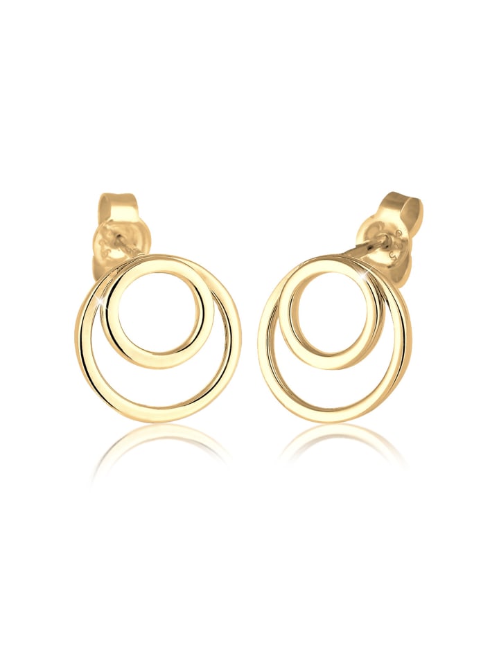 Ohrringe 925 Sterling Silber Kreis in Gold