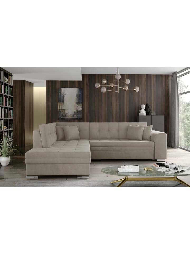 Piri Recamiere Links in Beige - (L) 260 x (B) 260 x (H) 78 cm