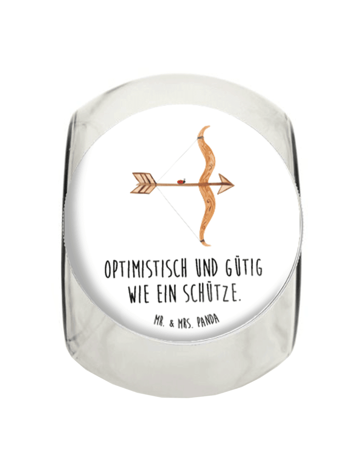 Bonbonglas Sternzeichen Schütze mit Spruch in Weiß