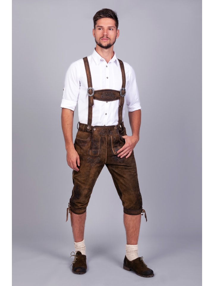Kniebund Wildbock Lederhose Jan in dunkelbraun