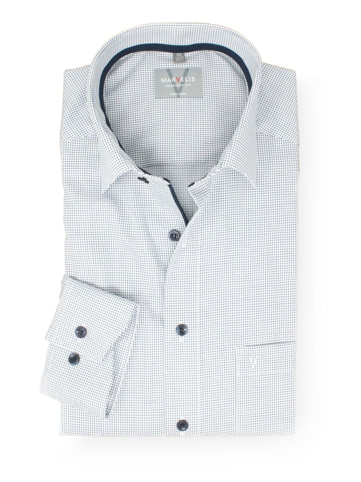 Comfort Fit Businesshemd in Bleu 18
