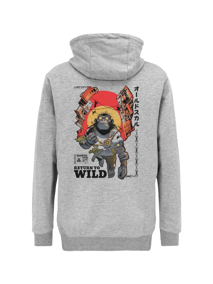 Kapuzensweater Wrldvibe Return to Wild Graphic in Heather Grey