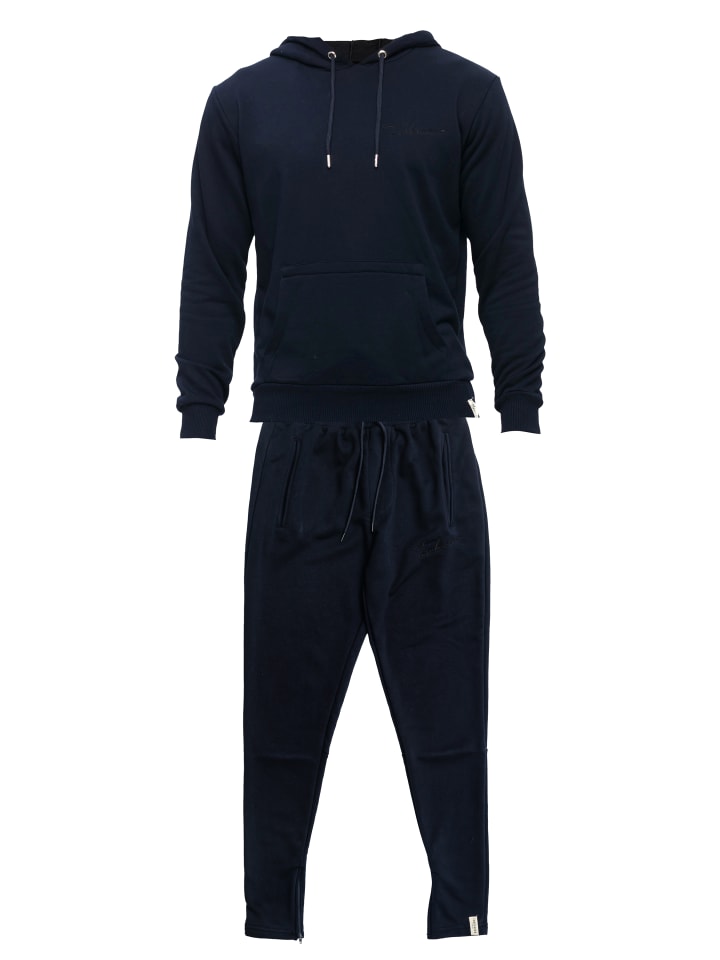 Jogginganzug mit Label-Print in dunkelblau