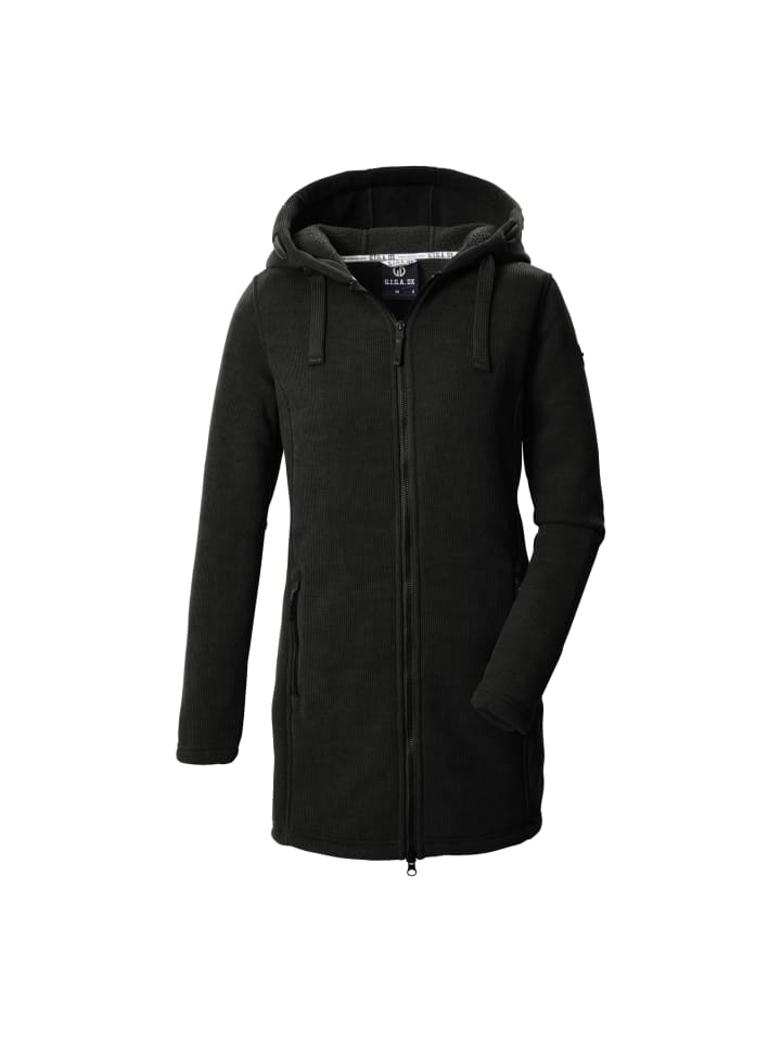 Strickfleeceparka mit Kapuze in Schwarz0110