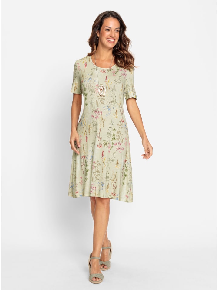 Jersey-Kleid in pistazie-bedruckt