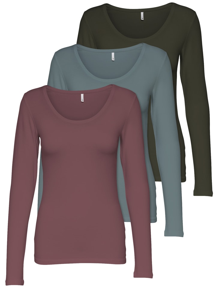 3er-Set Basic Langarmshirt in Mix5 FN/SS/RB