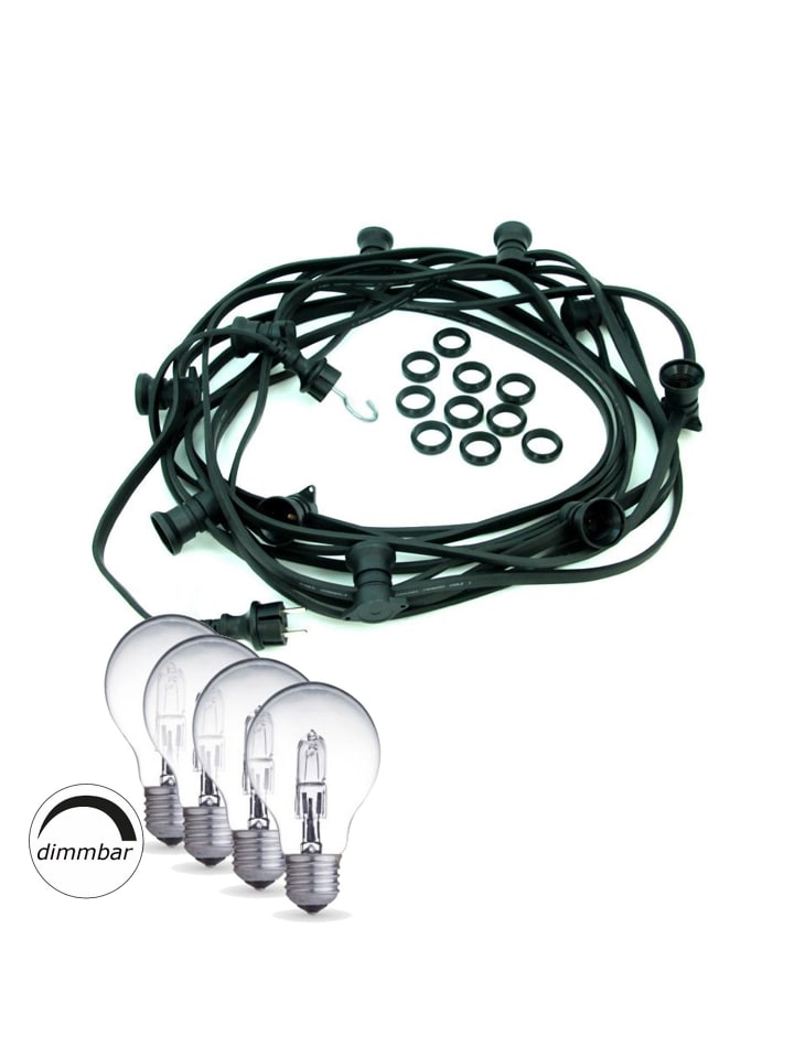 Garten Party Lichterkette Illu 20x dimmbare Halogenlampen 20m schwarz