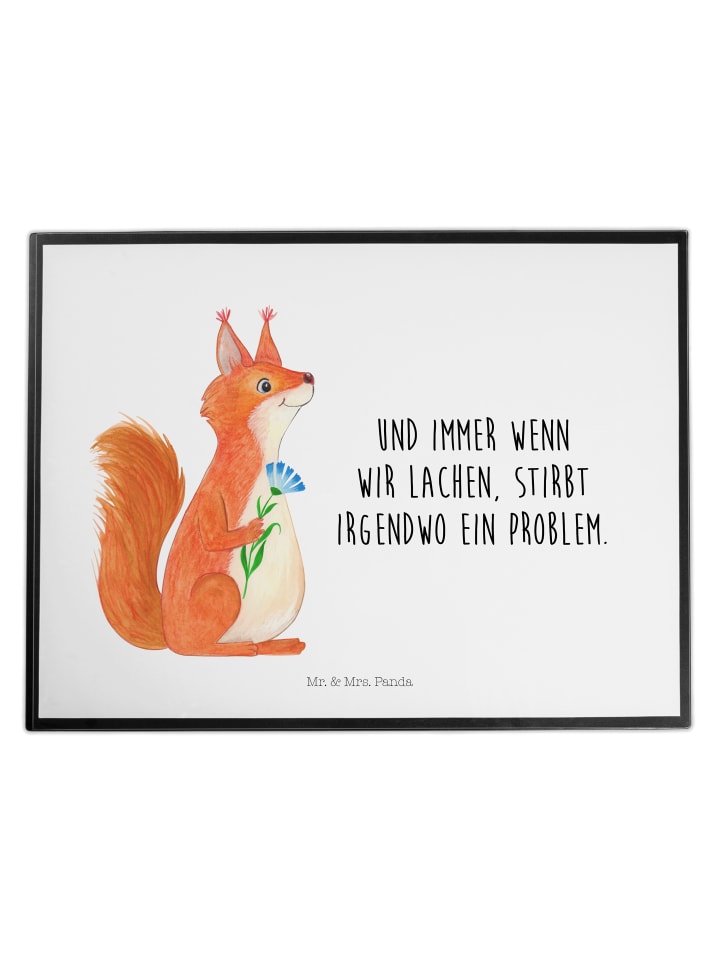 Malunterlage Eichhörnchen Blume mit Spruch in Weiß