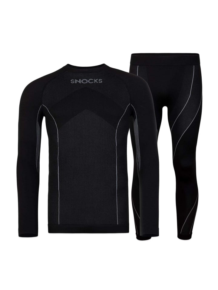 Thermounterwäsche mit Daumenloch Schwarz 1 Set