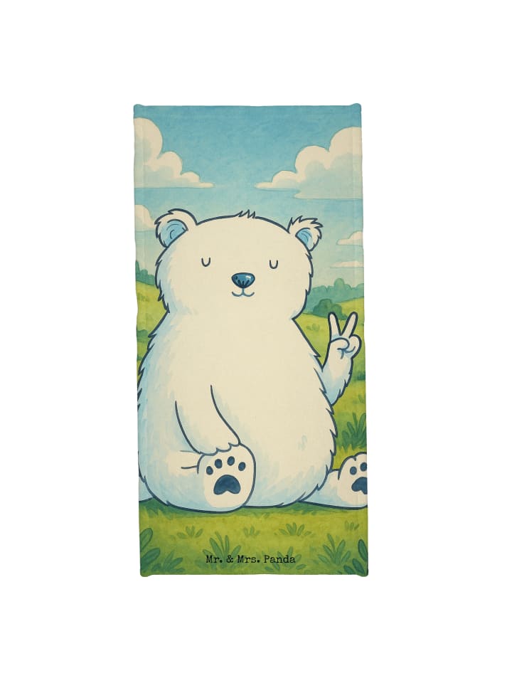 Badhandtuch Eisbär Faul Design ohne Spruch in Blau Pastell