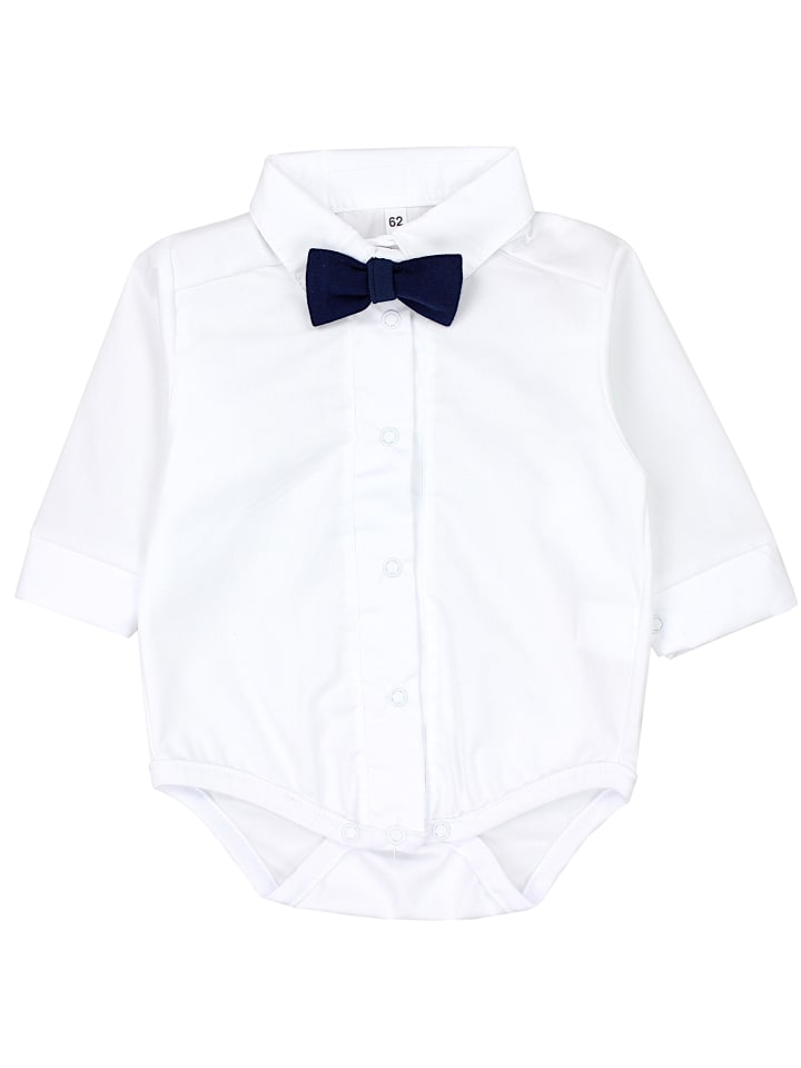 Jungen Baby Hemd-Body Langarm mit Kragen in weiß Modell 1