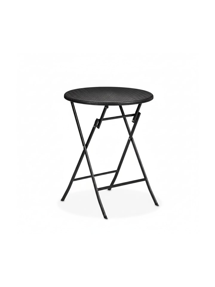 Gartentisch "Rattan-Optik" in Schwarz - (H)75 x Ø 60 cm