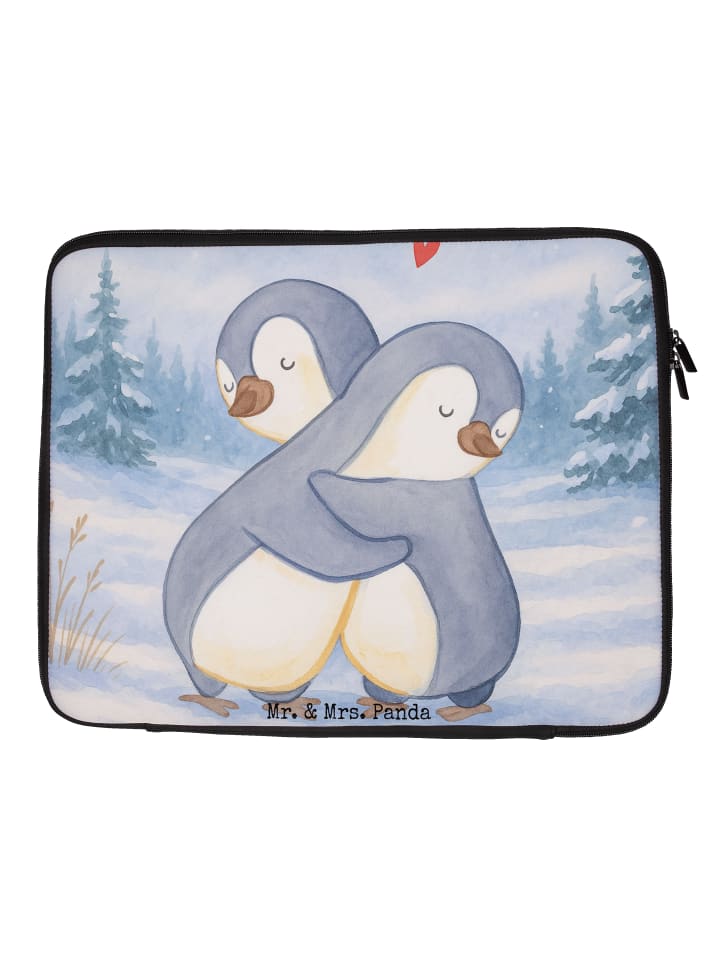 Laptophülle Pinguine Kuscheln Design ohne Spruch in Weiß