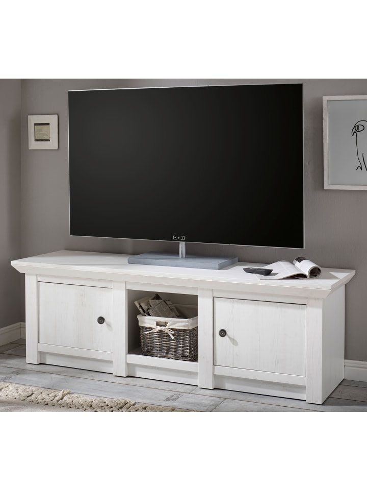 TV-Lowboard Pinie weiß 152 x 51 cmm TV-Unterteil im Landhaus-Stil