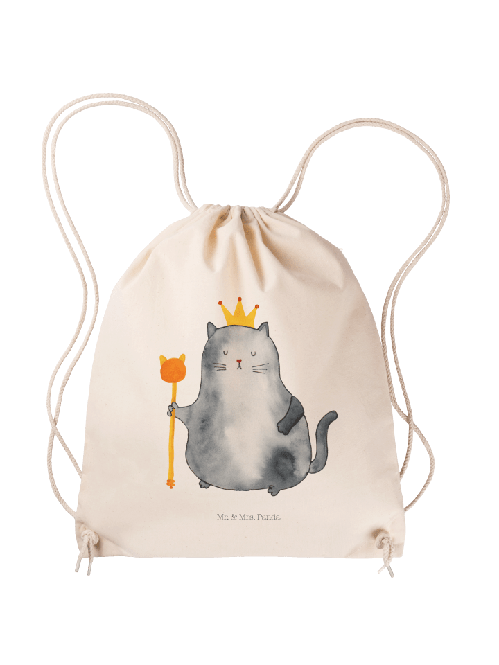 Gymnastiktasche Katze König ohne Spruch in Creme
