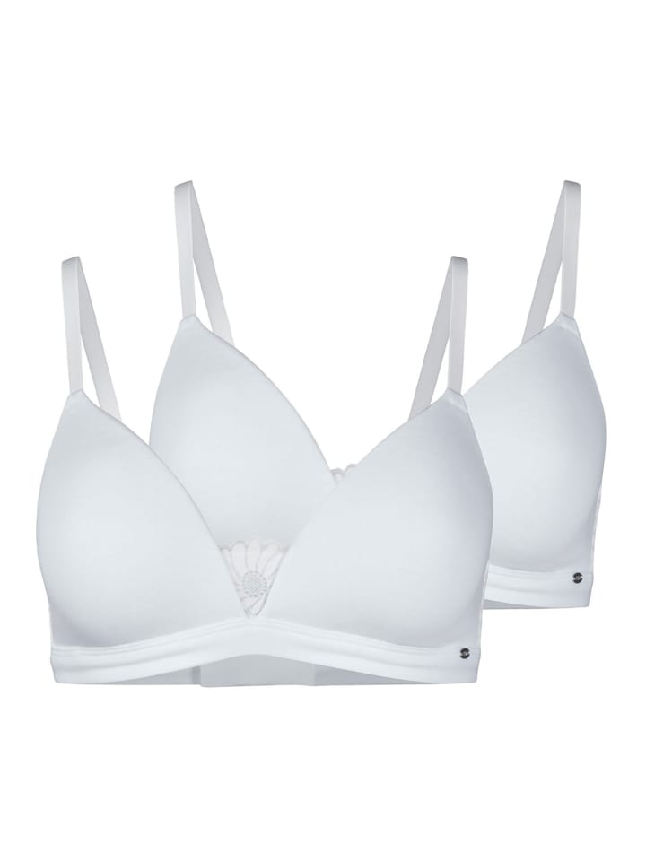 2er Pack Triangel Schalen BH ohne Bügel in white