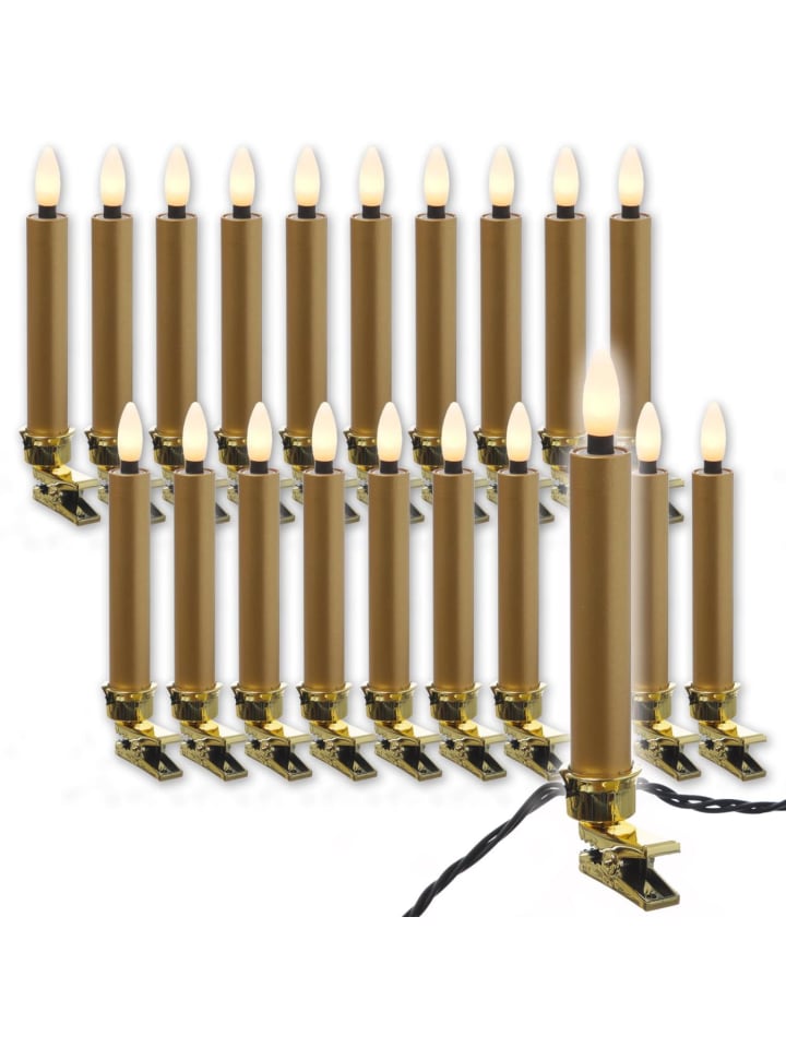 LED Weihnachtskerzen Lichterkette 20 Baumkerzen L: 9,5m in gold