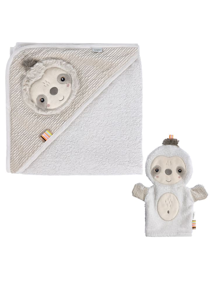 2-tlg. Bade-Set - Kapuzenbadetuch in gray