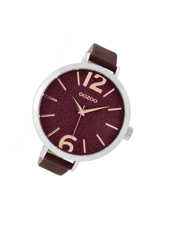 Analog-Armbanduhr Oozoo Timepieces rot extra groß (ca. 48mm)