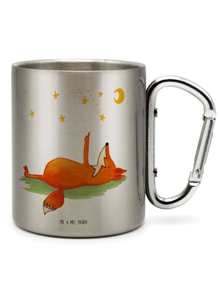 Edelstahlbecher Fuchs Sterne ohne Spruch in Silber