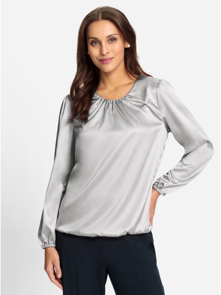 Satin-Bluse in hellgrau