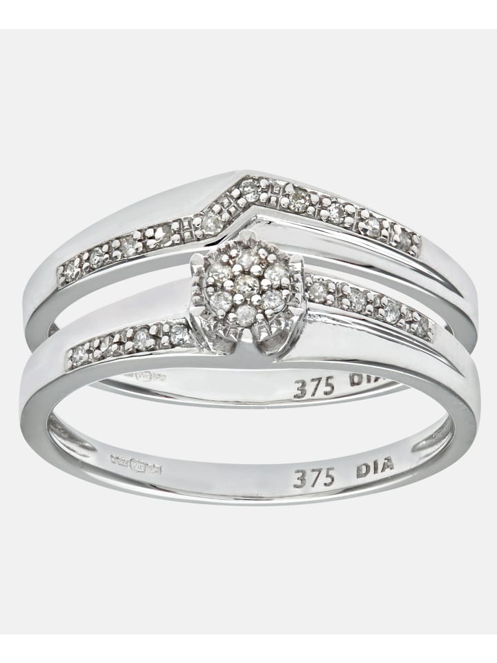 Ring aus 375 Weißgold mit 0.12 Karat Diamant