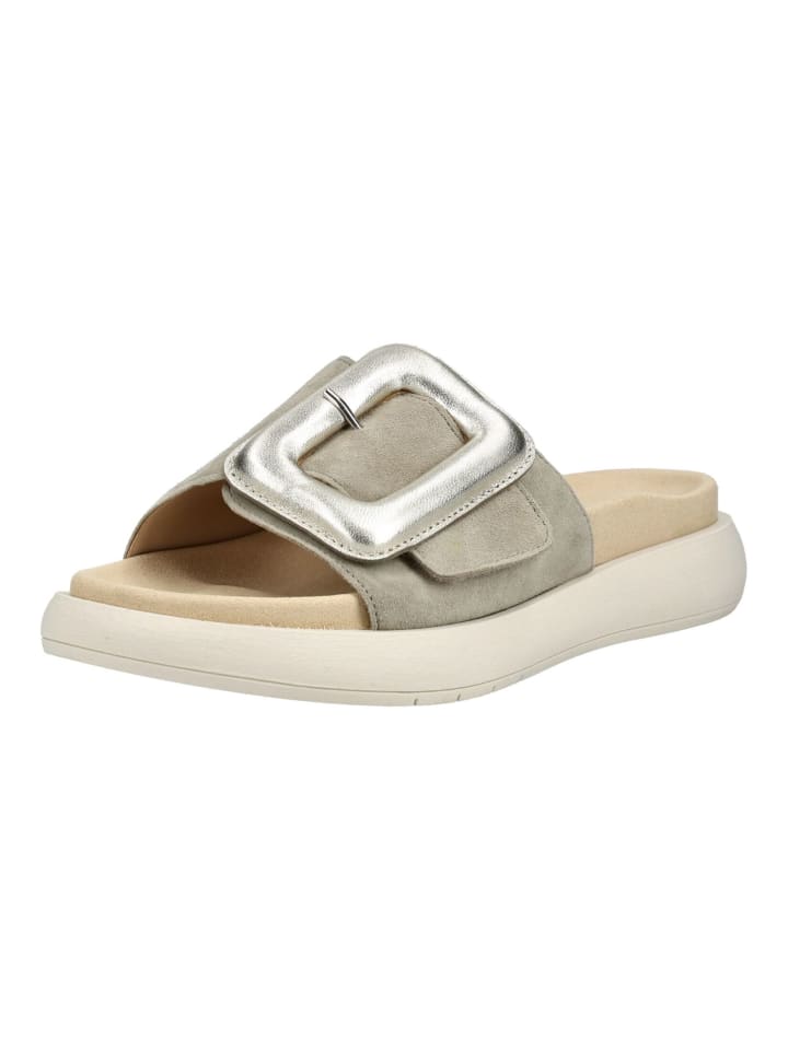 Pantoletten Grau/Silber