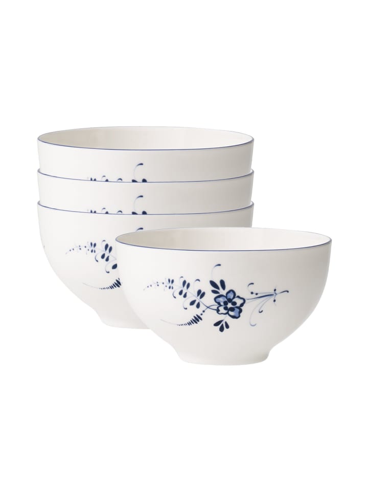 4er Set Bols Vieux Luxembourg in Weiß-Blau ø 13,8 cm