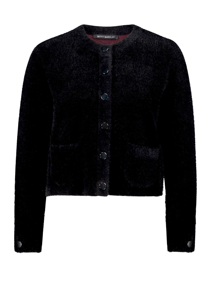 Strick-Cardigan mit aufgesetzten Taschen in Schwarz