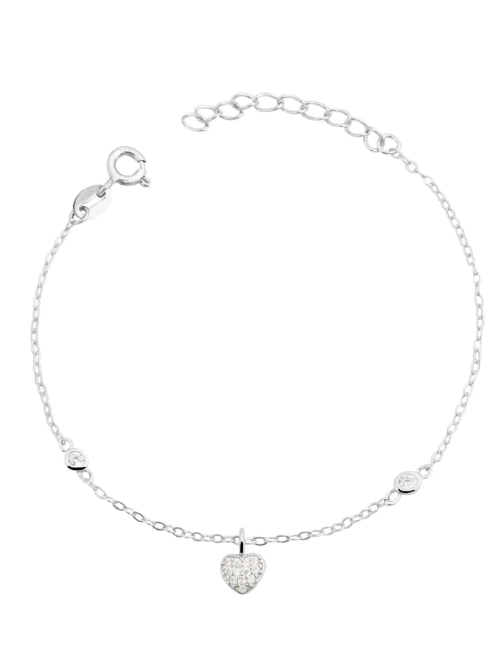Damen Anhänger – Herzanhänger aus 925 Silber mit Zirkonia in silber