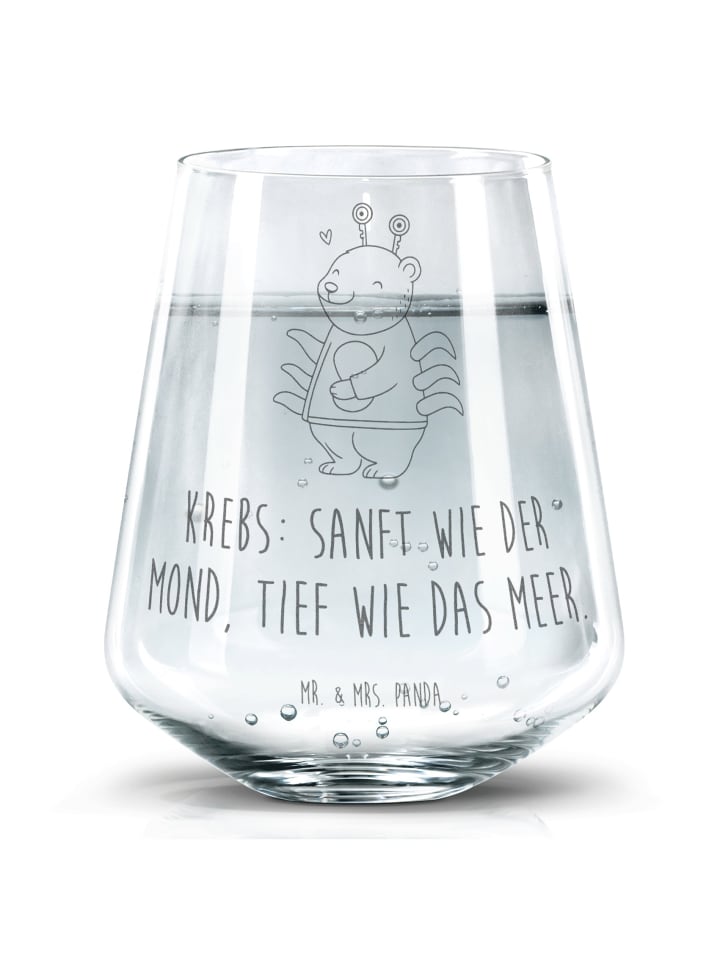 Glas Krebs Astrologie mit Spruch in Transparent