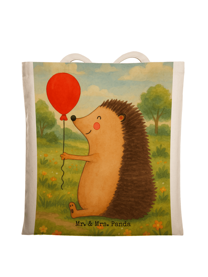 Stoffbeutel Igel Luftballon Design ohne Spruch in Weiß
