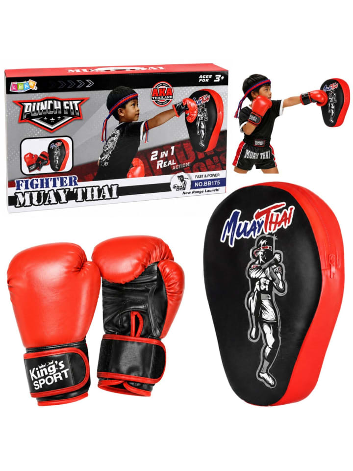 Kings Sport Box-Sportset mit Handschuhen und Trainingspolster 2-in-1 Muay Thai