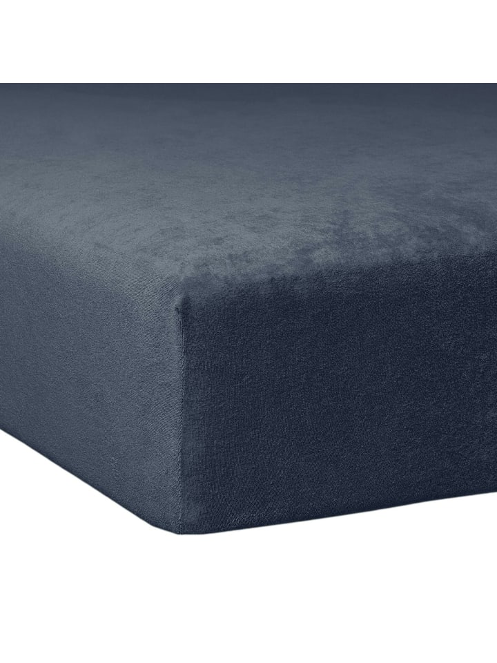 Spannbettlaken Flausch Biber Boxspring in marine