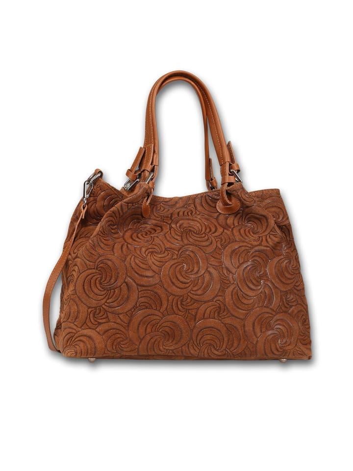 Wildleder Schultertasche Toscanto Tasche braun ca. 36cm