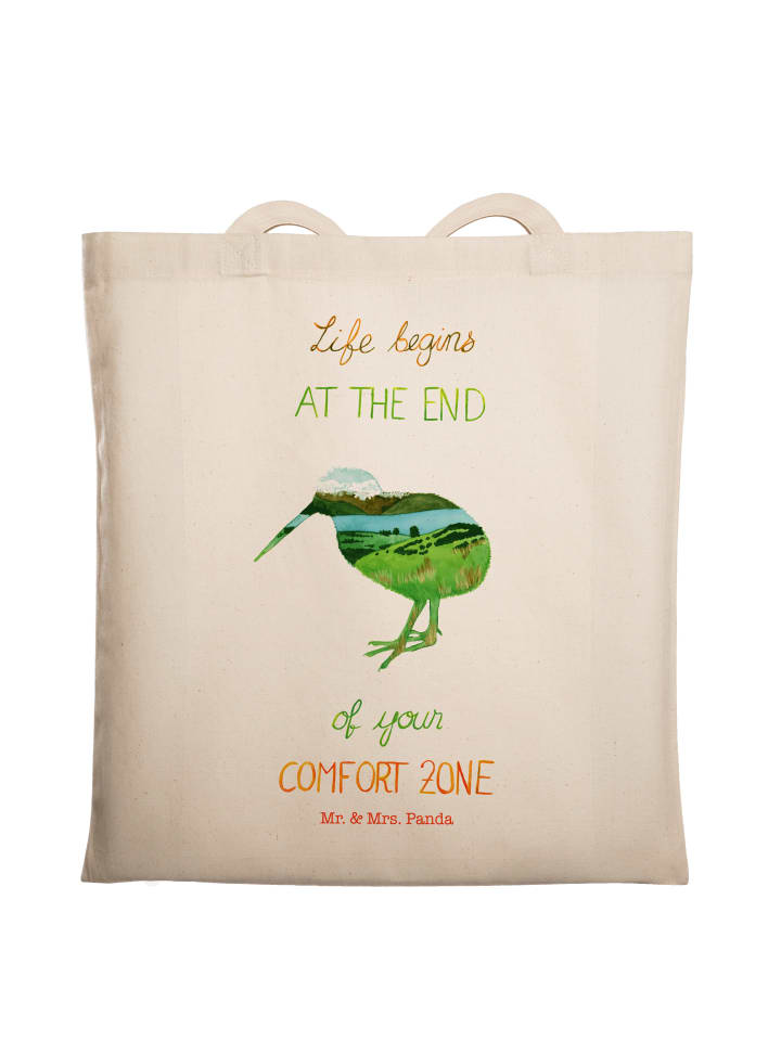 Jutebeutel Kiwi Neuseeland mit Spruch in Creme