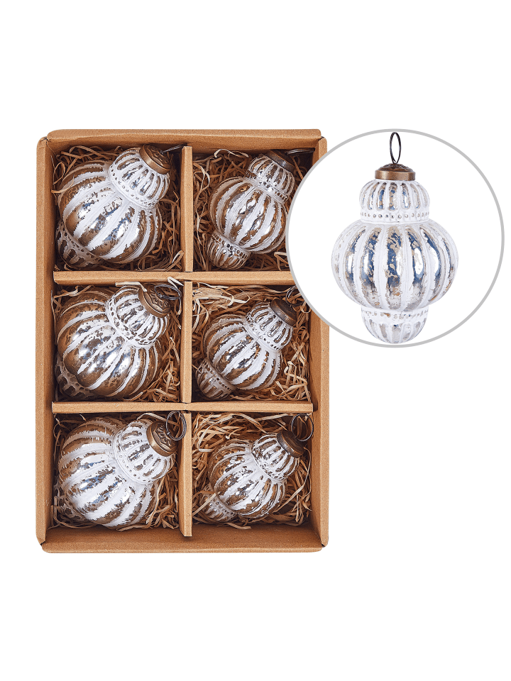 Weihnachtsbaumkugeln CREMEUX in Silber/Weiß