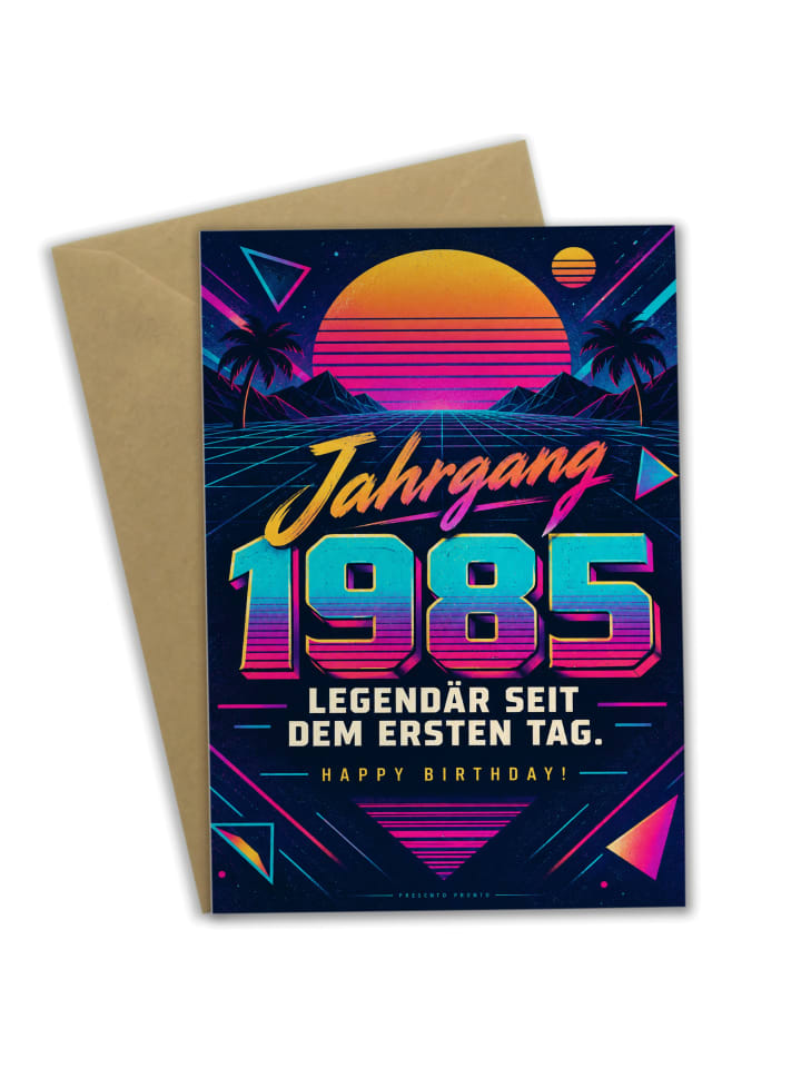 Geburtstagskarte 1985. Geburtstag Zahl dynamisc... in Weiß