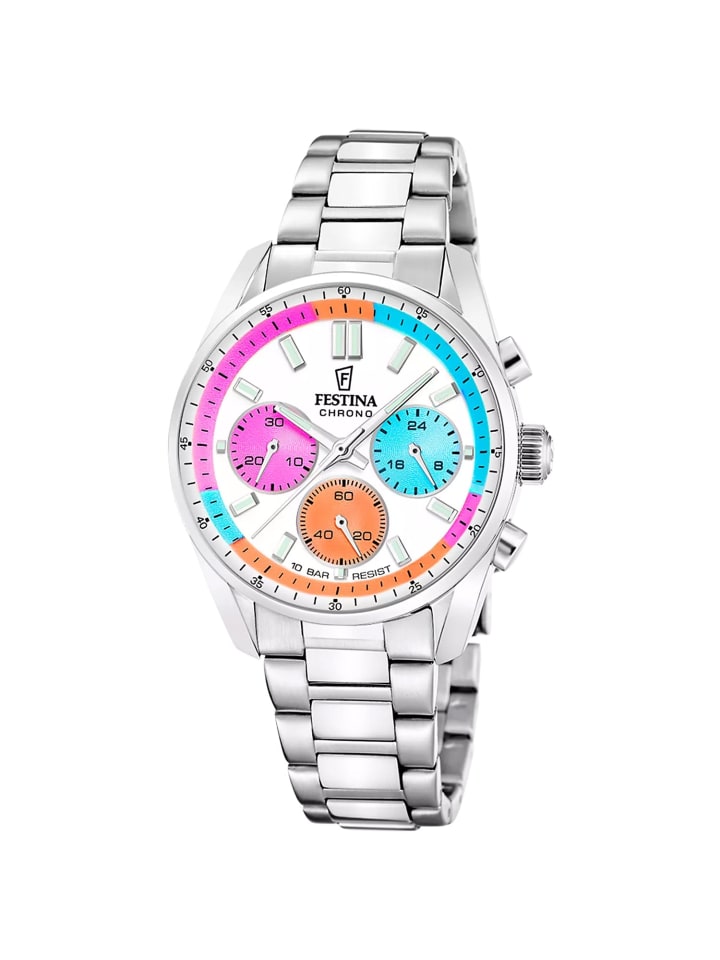 Unisex-Uhr Boyfriend Chronograph Stahl/Multicolor Mehrfarbig / Silber
