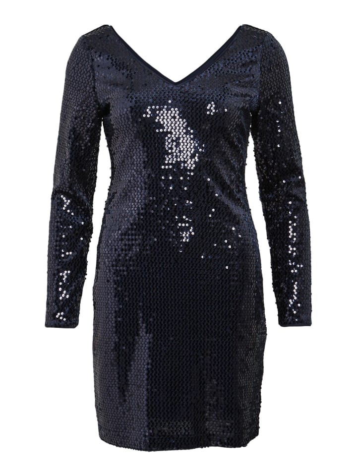 Mini Kleid Pailletten V-Ausschnitt VISADIE in Blau
