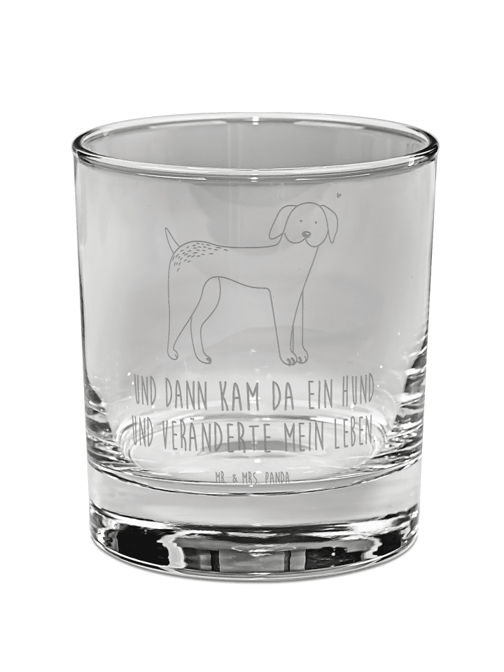 Whiskey Glas Hund Dogge mit Spruch in Transparent