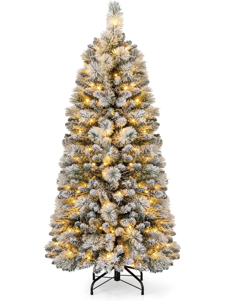 150cm Künstlich Weihnachtsbaum mit Beleuchtung in Weiß
