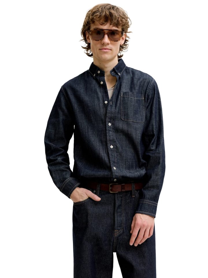Hemd JJEBROOK JJOXFORD SHIRT AKM 990 in Blau
